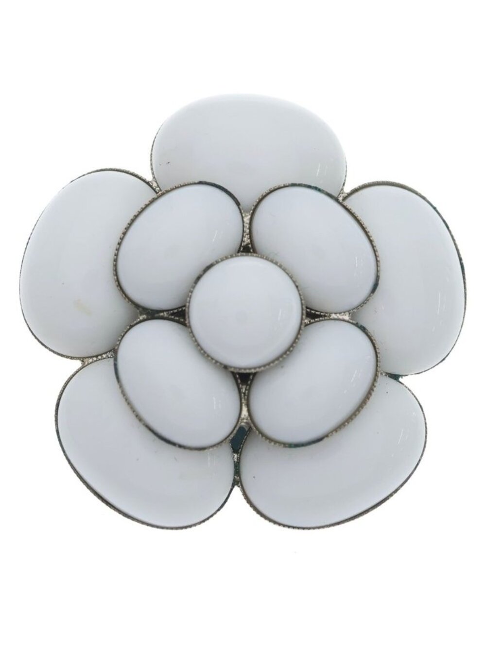 Chanel Camellia Brooch Flower Pin Badge White Silver